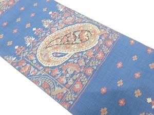 横段にペイズリー・草花模様織り出し　袋帯